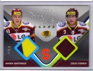 OFS Premium 2011 Double Identical Cards JERSEY 424/500 # J18 Bartánus Marek / O´Brien Doug - Sparta